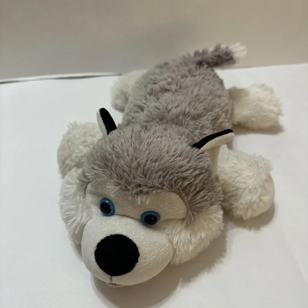 Kellytoy Gray White Wolf Stuffed Animal Plush 14 in Blue Eyes Tongue Blep 2105